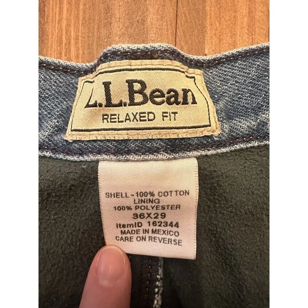 LL Bean Fleece Lined Men’s Relaxed Fit Jeans Size 36 X 29 Hike Fish Outdoors